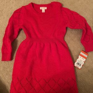 Valentine’s Cozy Red Knit Dress Girls